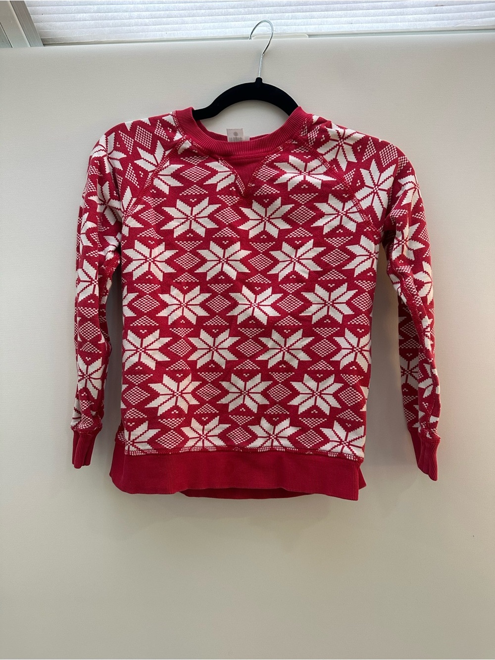 Hanna Andersson Red and White Snowflake Crew Sweatshirt